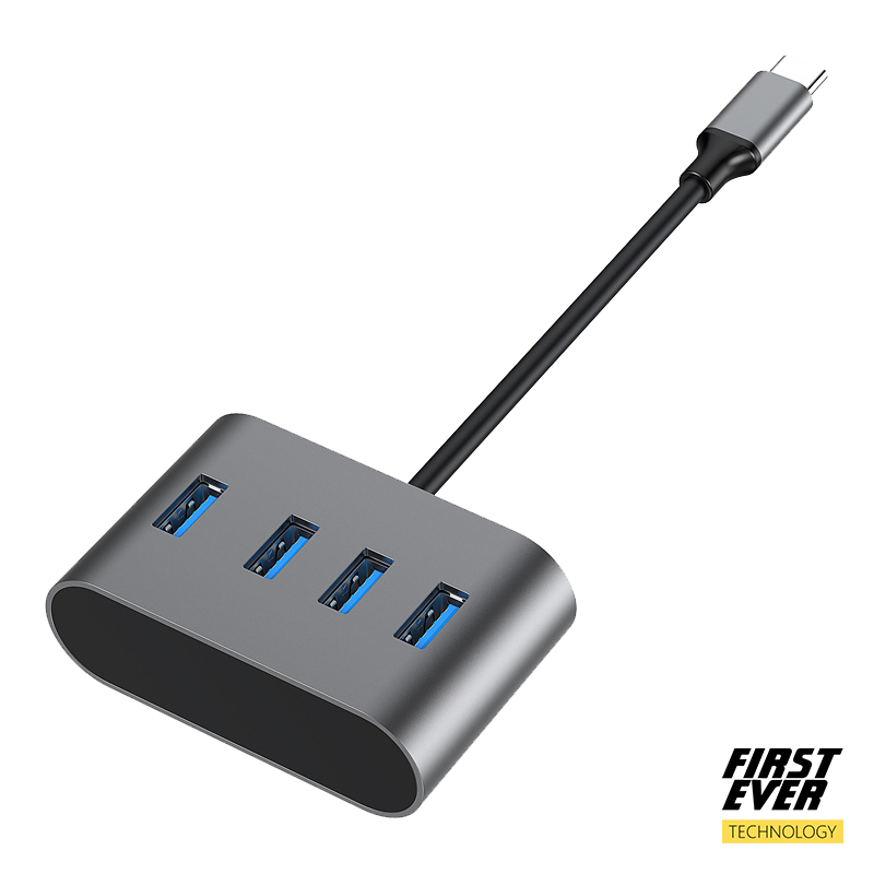 FirstEver 4-Port USB Type-C 3.2 Data Hub 10Gbps Aluminium LED