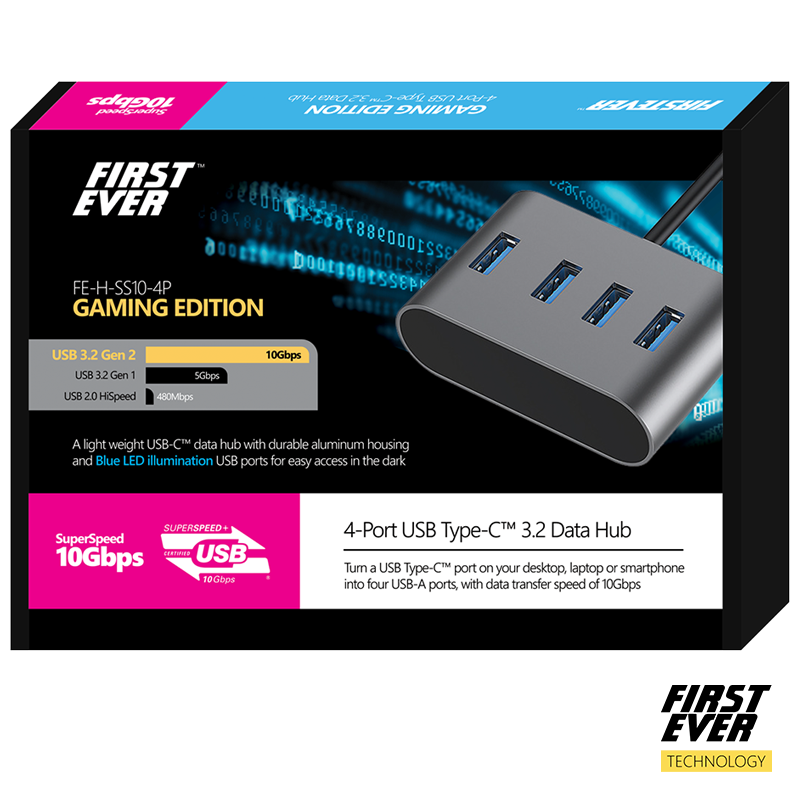 FirstEver 4-Port USB Type-C 3.2 Data Hub 10Gbps Aluminium LED - Image 6